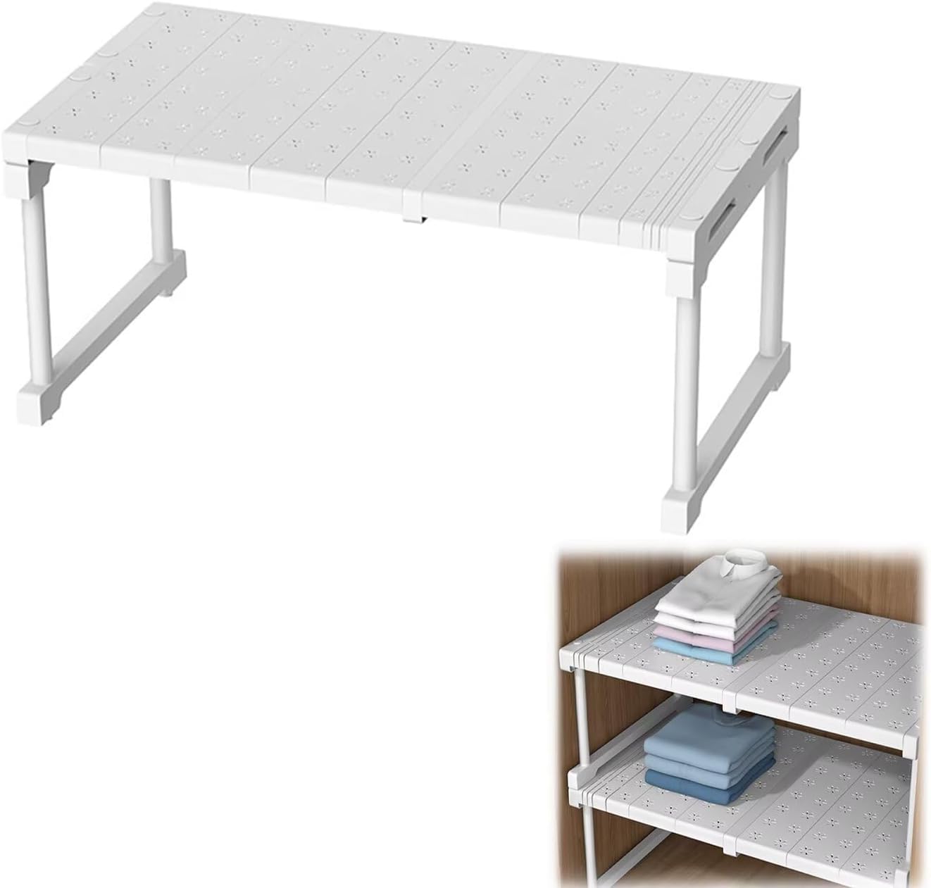Deoxys Closet Shelf, Adjustable Length Shelves, Shoe Rack, Under Sink Organizers And Storage For Space Save, Stackable Shelves F