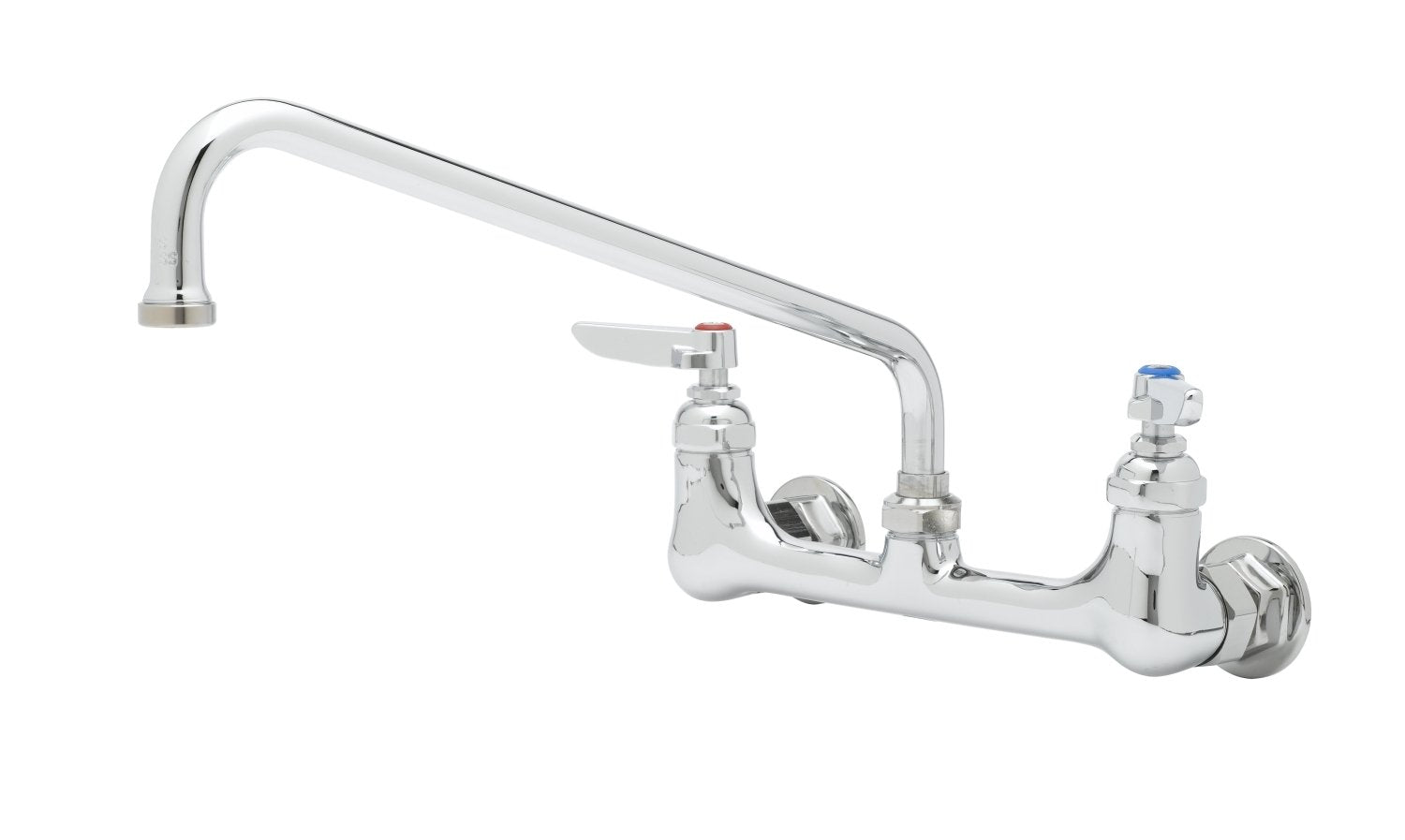 T&S Brass B-0231-CR-SC 8-Inch Wall Mount Faucet with 1/2-Inch Npt Female Inlets, Cerama Cartridges, Check Valves and 12-Inch Noz