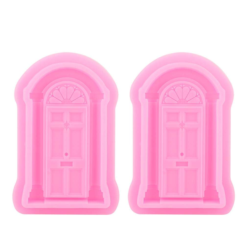 Fdit 2Pcs Household Diy Door Window Silicone Cake Fondant Cookie Decorating Baking Tool(#1)