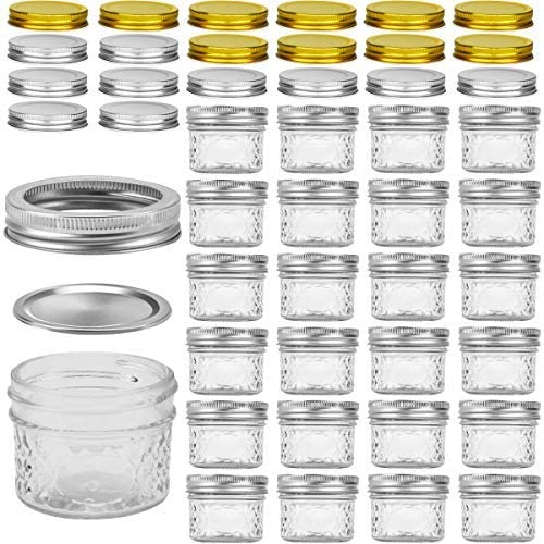 Verones Mini Mason Jars, Mason Jars 4 Oz With Regular Lids, Ideal For Jam, Honey, Wedding Favors, Shower Favors, Diy Spice Jars,
