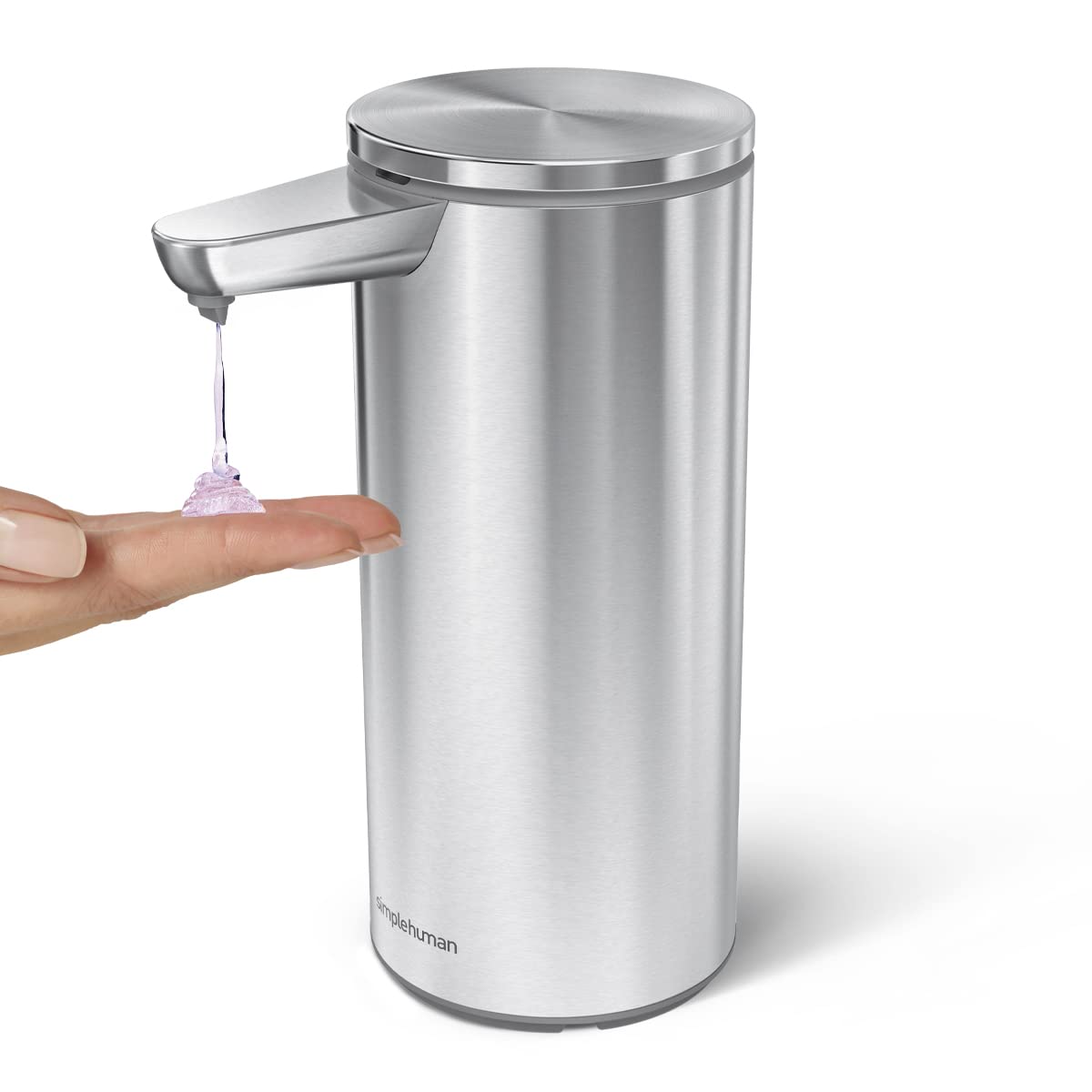 simplehuman Touch-Free Rechargeable 14 oz. Liquid Soap Pump Dispenser, Brushed Stainless Steel, Model ST1069