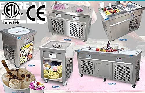 Kolice Commercial Etl Ul Nsf Us Franchise 22'' Single Round Ice Pan Fry Ice Cream Machine,Fried Ice Cream Machine,Roll Ice Cream
