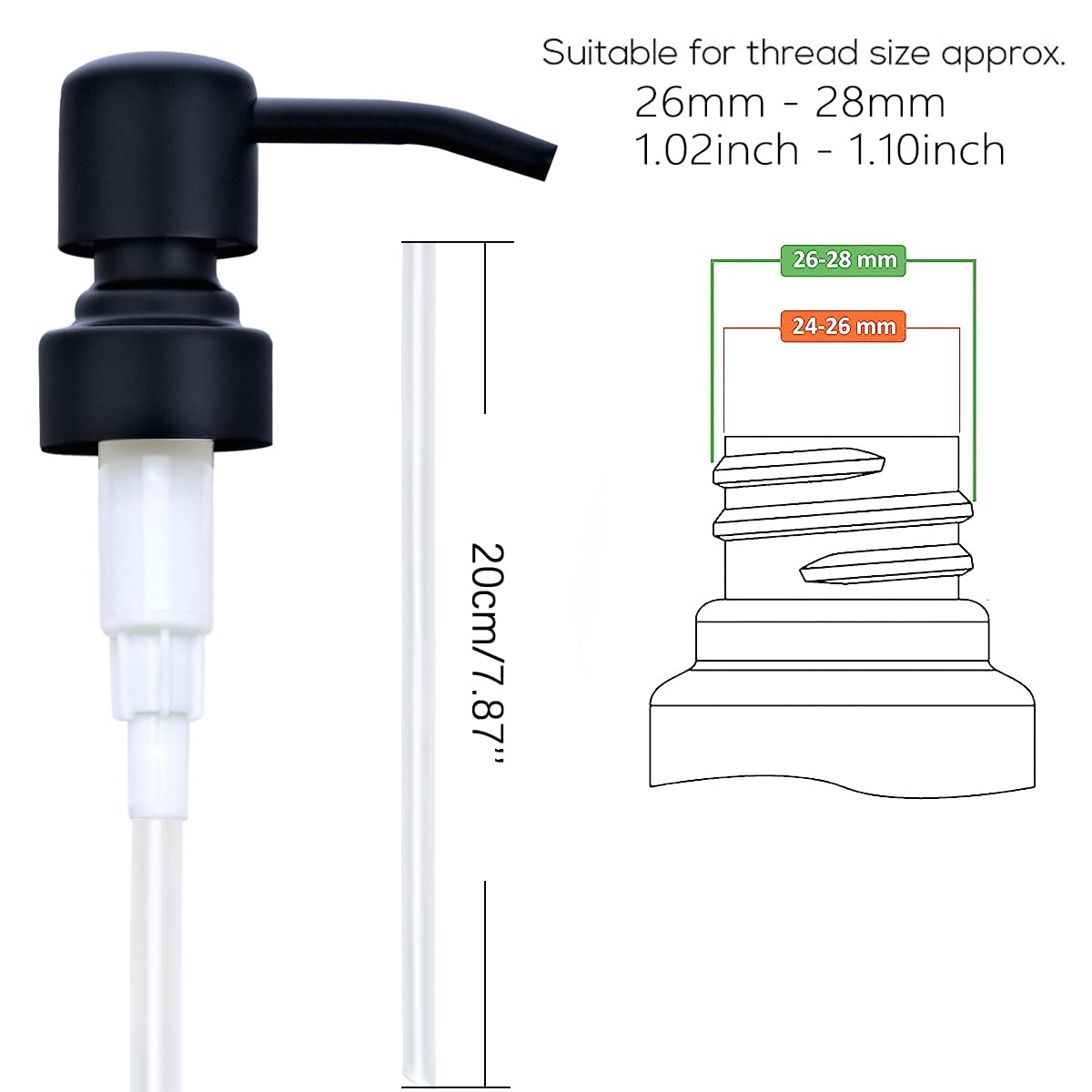 Aunrgo Black Soap Dispenser Pump Replacement - Matte 304 Stainless Steel Hand Soap And Lotion Dispenser Pumps Replacement For Re