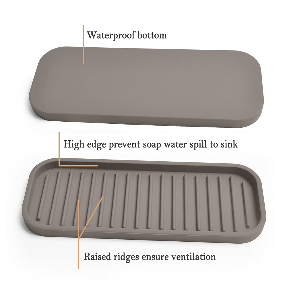 Gosmol Silicone Sponge Holder Kitchen Sink Organizer Tray Dish Caddy Soap Dispenser, Scrubber Spoon Holder,Dishwashing Accessori