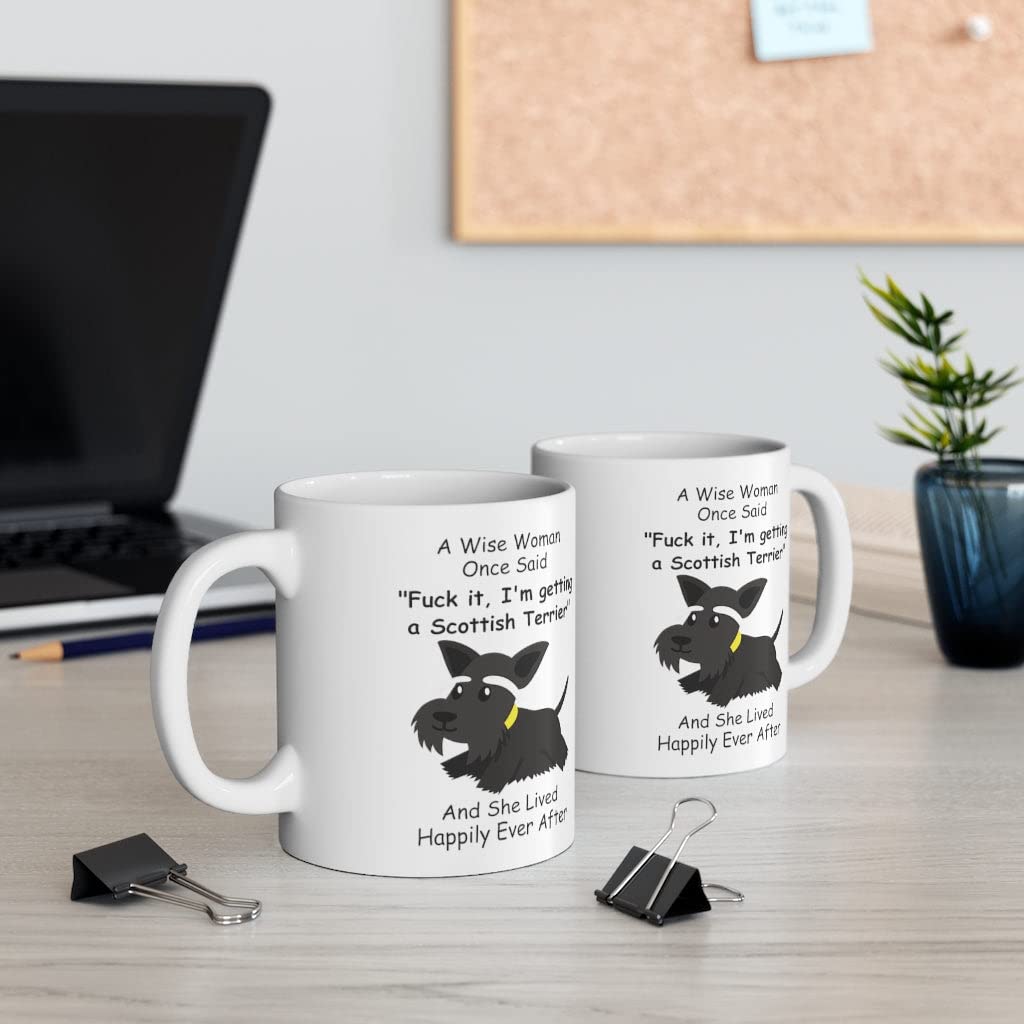 Funny Black Scottish Terrier Dog Mom Gifts For Women Puppy Lovers Mother 'S Day 2024 A Wise Woman Once Said Coffee Mug With Fun