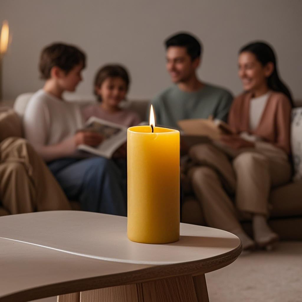 6 Packs Natural Beeswax Candles, 100% Pure Beeswax Pillar Candles for Emergency Prayer Home Decor, Bees Wax Candle for Relax, Sm