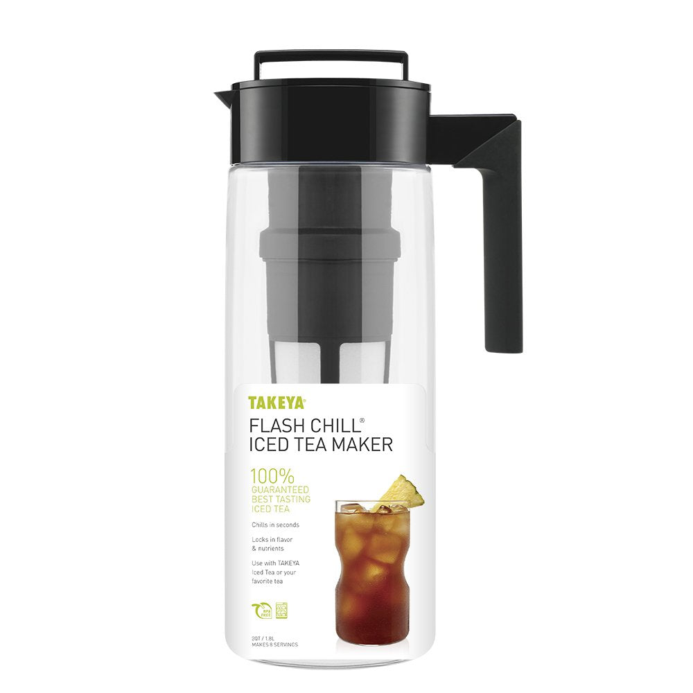 Takeya Premium Quality Iced Tea Maker With Patented Flash Chill Technology Made In The Usa, Bpa Free, 2 Qt, Black