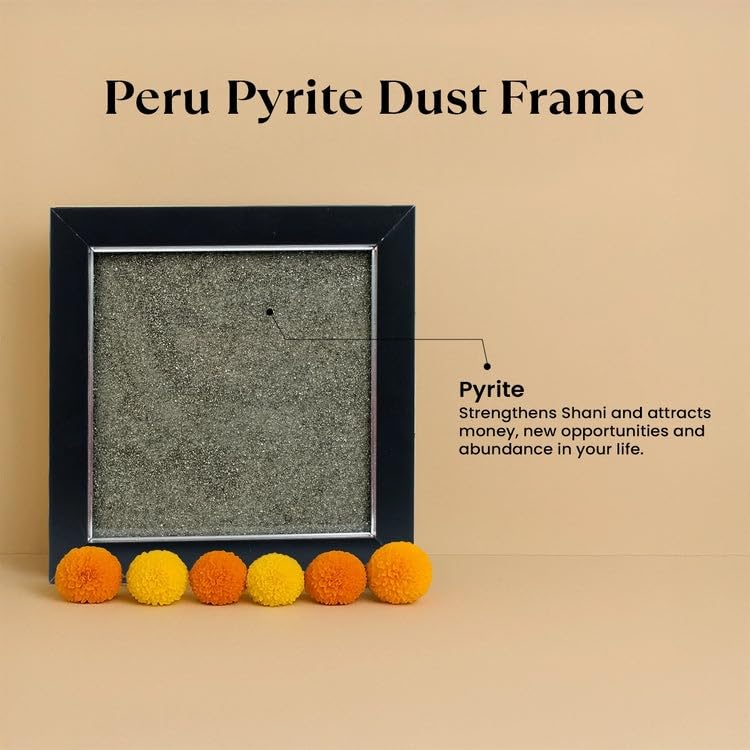 Astrotalk Raw Pyrite Dust Frame | Vastu Items & Decorative Items for Home Decor, Office Table Decoration Items | Showpiece for Home Decor Living Room | Prosperity Gift for Man & Woman