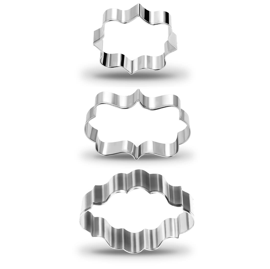 Stainless Steel Plaque Frame Pastry Biscuit Cookie Cutter Cake Fondant Pancake Cutters Mold Pack Of 3