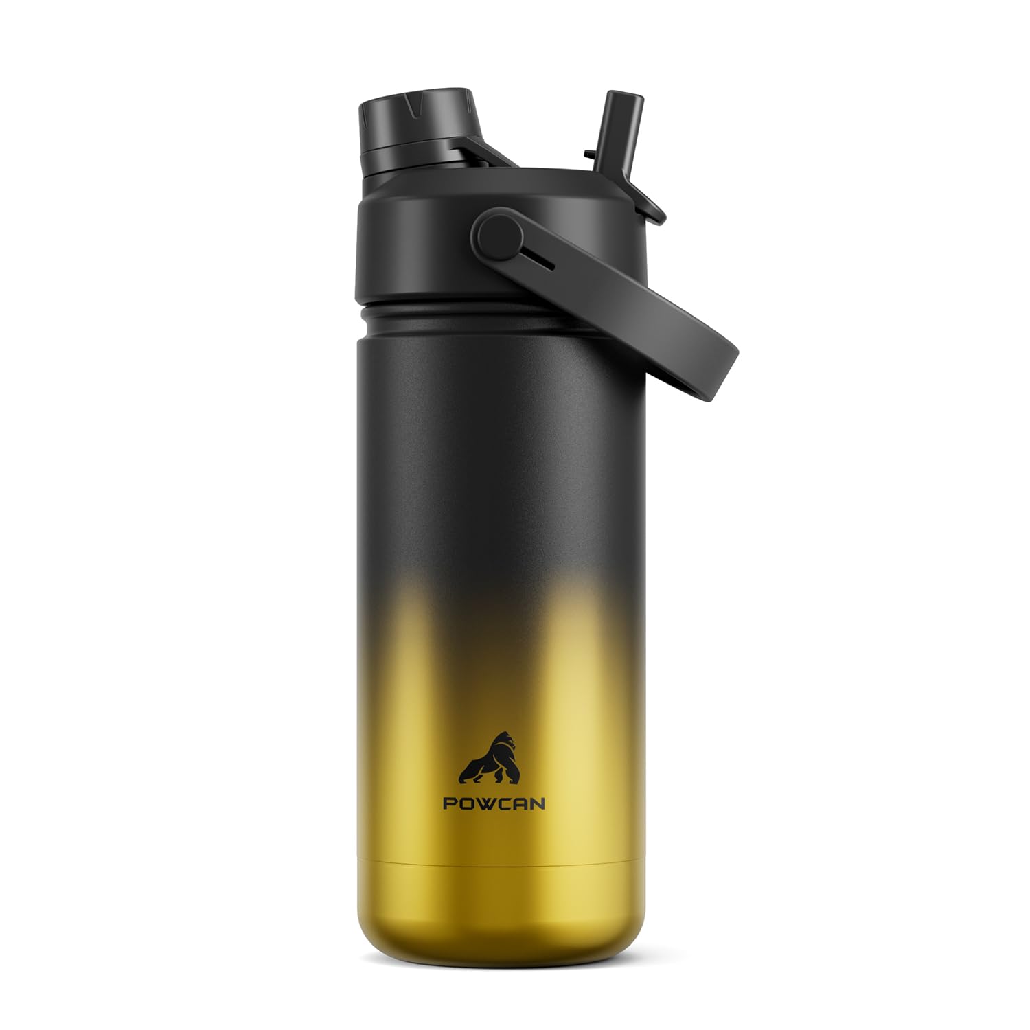 POWCAN 18 oz Insulated Water Bottle with 2-in-1 Straw and Spout Lid, Keep Cold 24H, Leak-Proof, Fits in Car Cup Holder, BPA-Free
