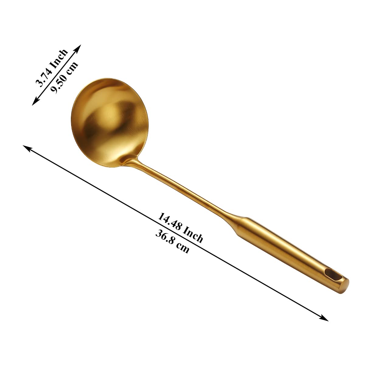 Gold Kitchen Ladle, Evanda Titanium Golden Plating Stainless Steel Cooking Soup Ladle, Sturdy And Heavy Duty Design Ladel, Heat-