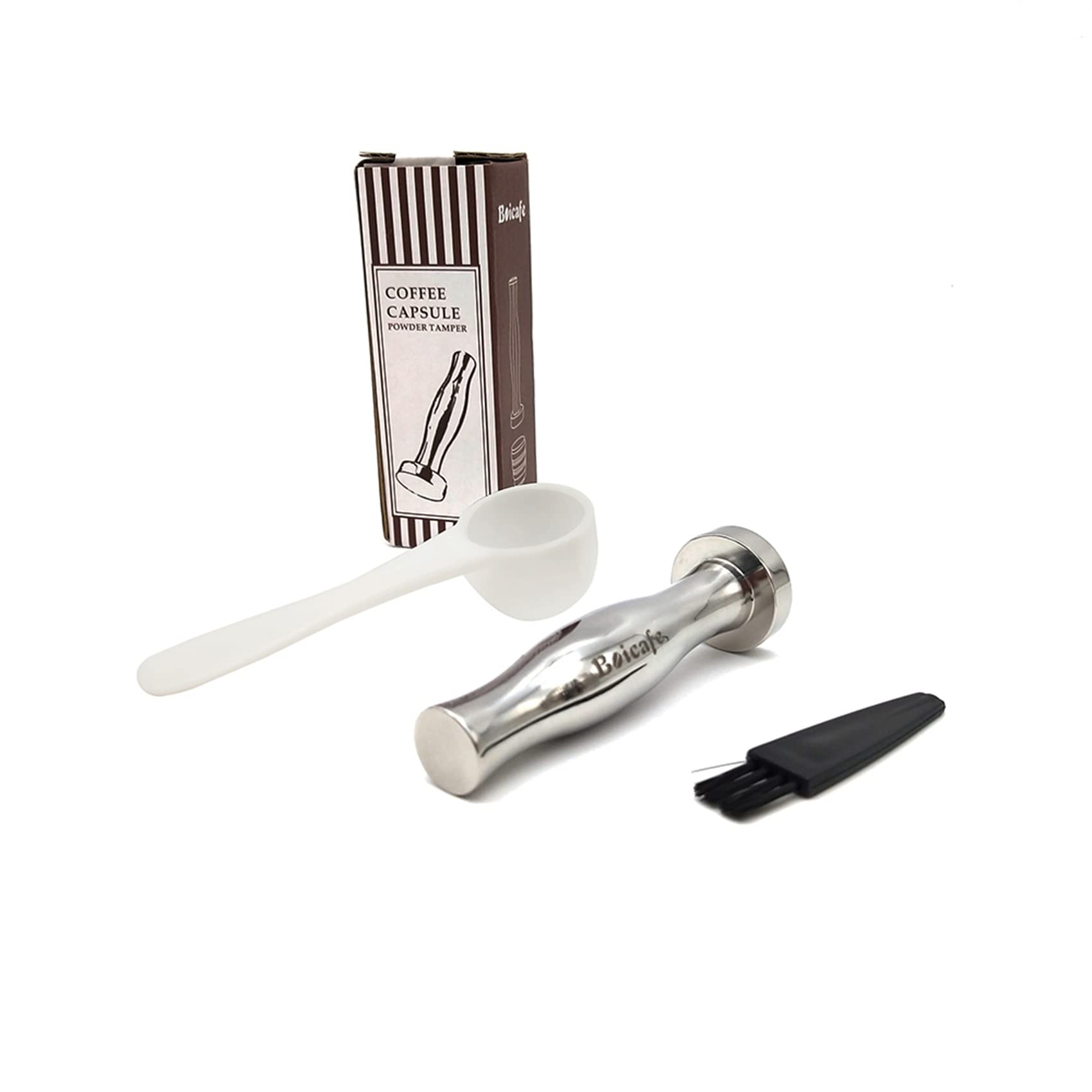 Boicafe Coffee Tamper 24Mm, Espresso Tamper 24Mm,304 Stainless Steel Espresso Coffee Tamper 24Mm With Scoop And Brush