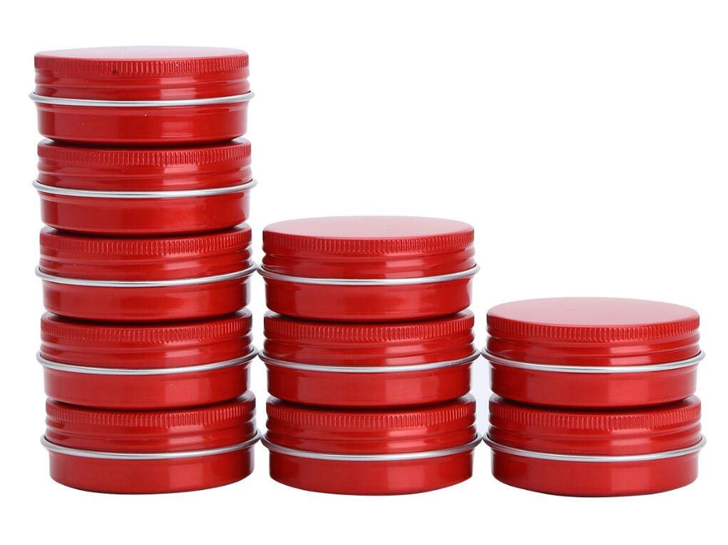 1 Oz/30Ml Red Aluminum Tin Jar With Screw Lid Metal Round Tins Aluminum Tin Cans Containers Metal Steel Tin Cosmetic Sample Cont