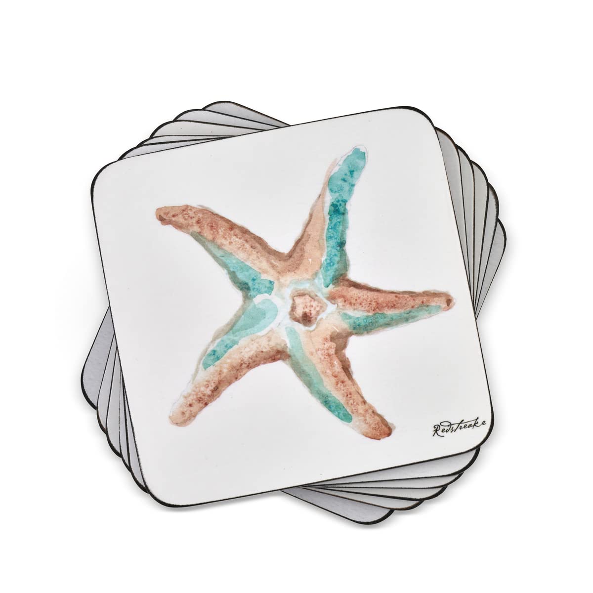 Pimpernel Coastal Shore Collection Coasters | Set Of 6 | Cork Backed Board | Heat And Stain Resistant | Drinks Coaster For Table