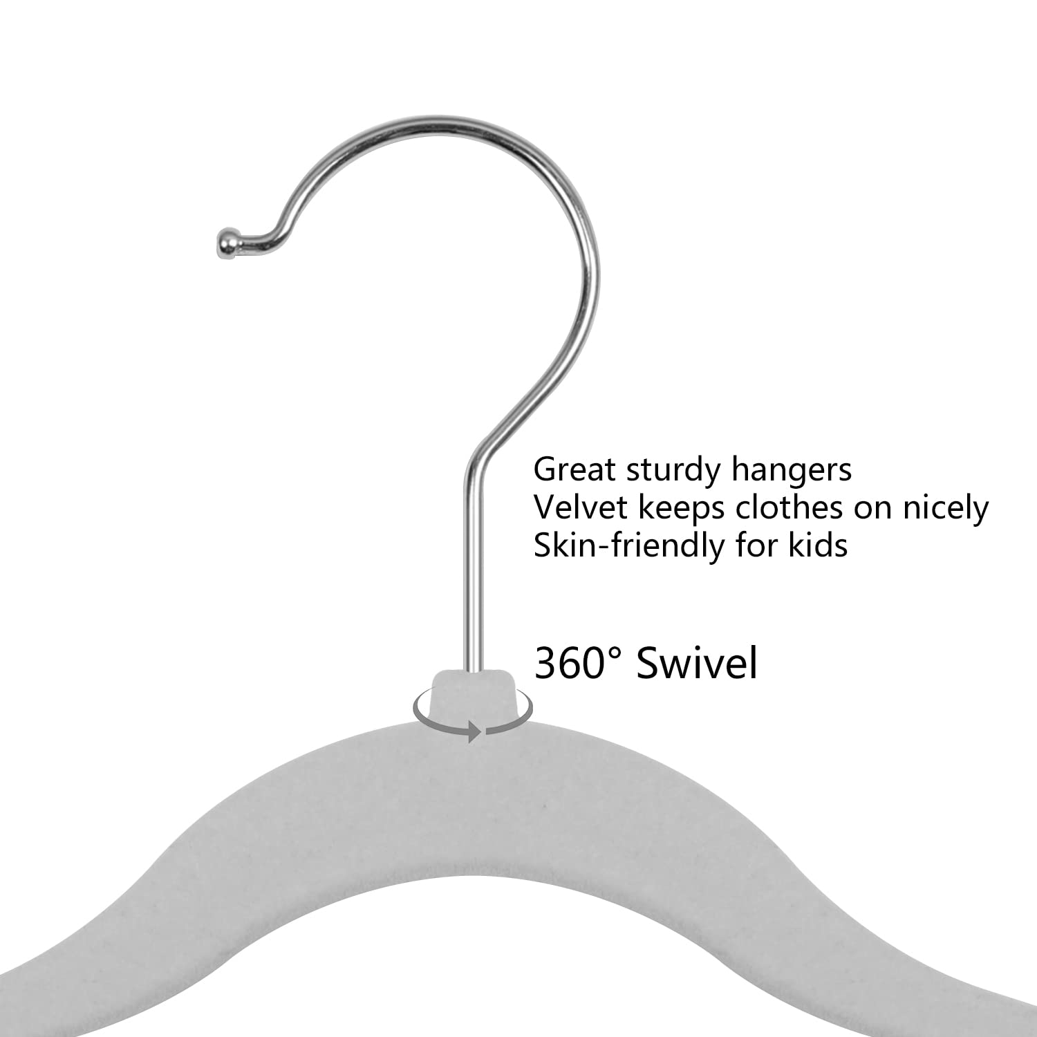 Goodtou Kids Hangers Velvet 50 Pack Baby Hangers For Closet Non Slip Childrens Infant Hangers Grey