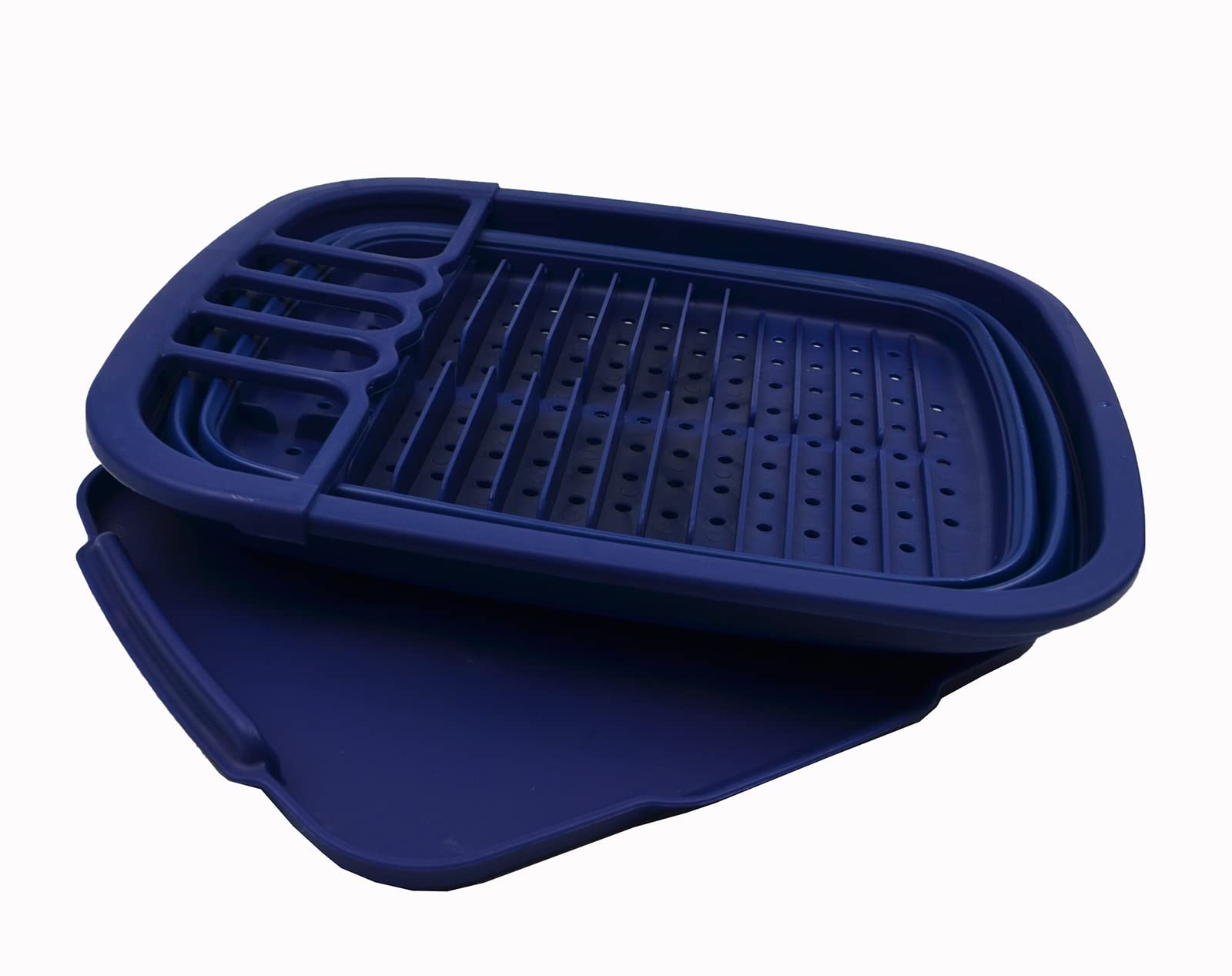 Sammart 8L (2.11Gallons) Collapsible Dish Drainer With Drainer Board - Foldable Drying Rack Set - Portable Dinnerware Organizer