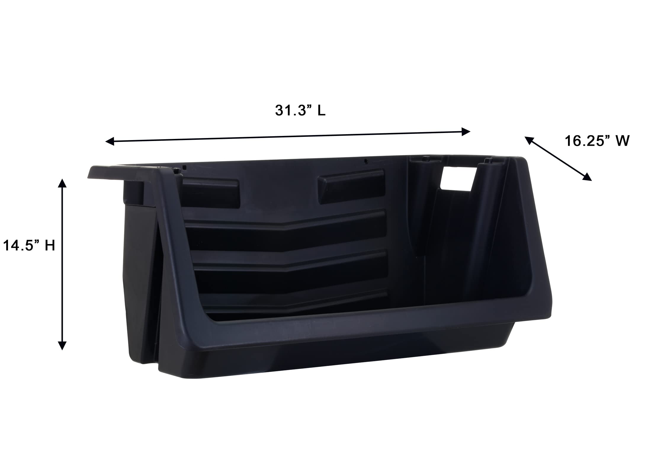 Mighty Tuff Heavy Duty Nesting Stack Bins, Pack Of 3, Extra-Large Handles, Wide Front Opening, Interlocking, Stack Vertically, H