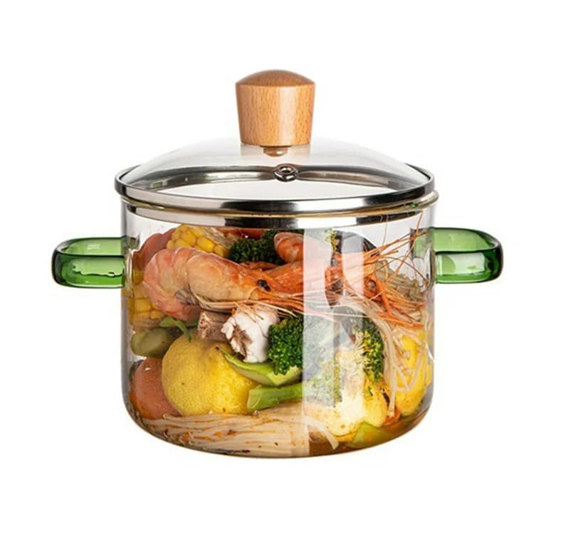 Bellemax 1200Ml Glass Casserole Deep Round - Oven And Microwave Safe Serving Bowl With Glass Lid (1200Ml - Handel, Set Of 2)