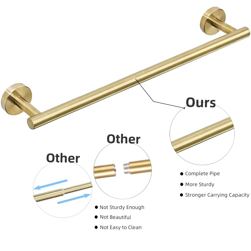 WEIKO Gold Bathroom Hardware  Bathroom Accessories Set Includes Toilet Paper Holder 24 Inch Towel Bar Towel Ring Robe Hook 4 Pieces Wall Mount