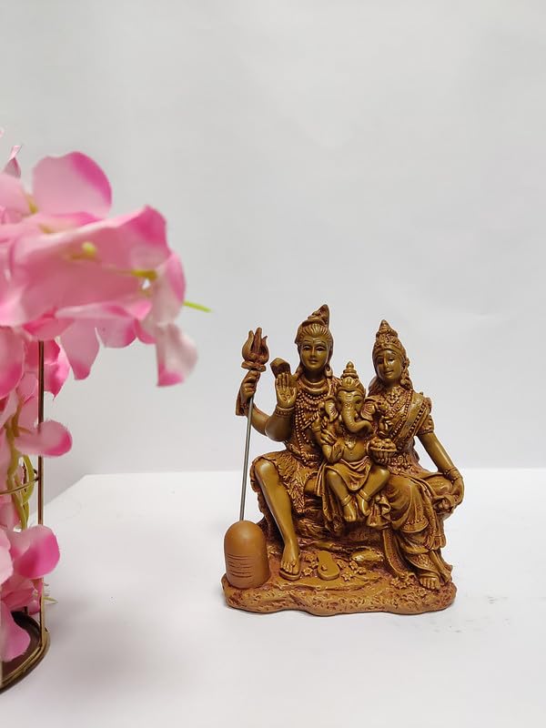 Pratima Wooden Finish Lord Shiva Parvati Kartikeya And Ganesha Murti Shiv Parivar Idol Statue For Home Dcor Mandir Temple Gift S