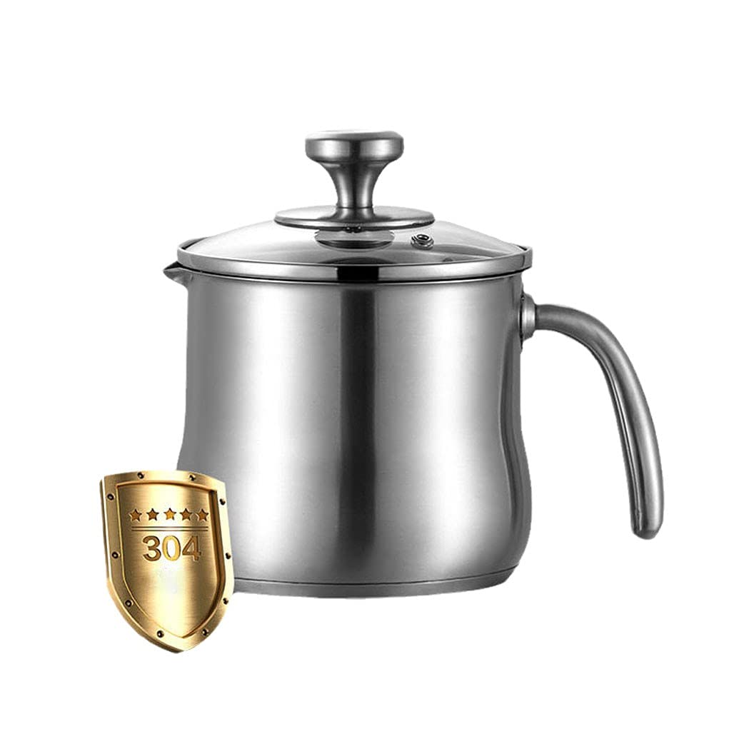 Kllkr Stainless Steel Milk Pot With Pour Spout, Saucepan With Lid, No Coating Reinforced StainlessSteel Handle For Boiling Milk