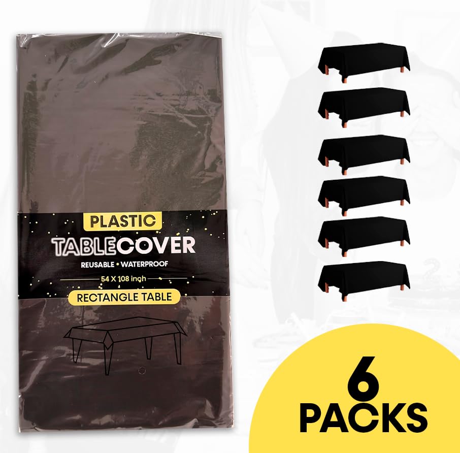 Premium Disposable Plastic Tablecloth For Rectangle Tables 54 X 108 Inches, Decorative Table Cover For Parties, Birthdays, Event