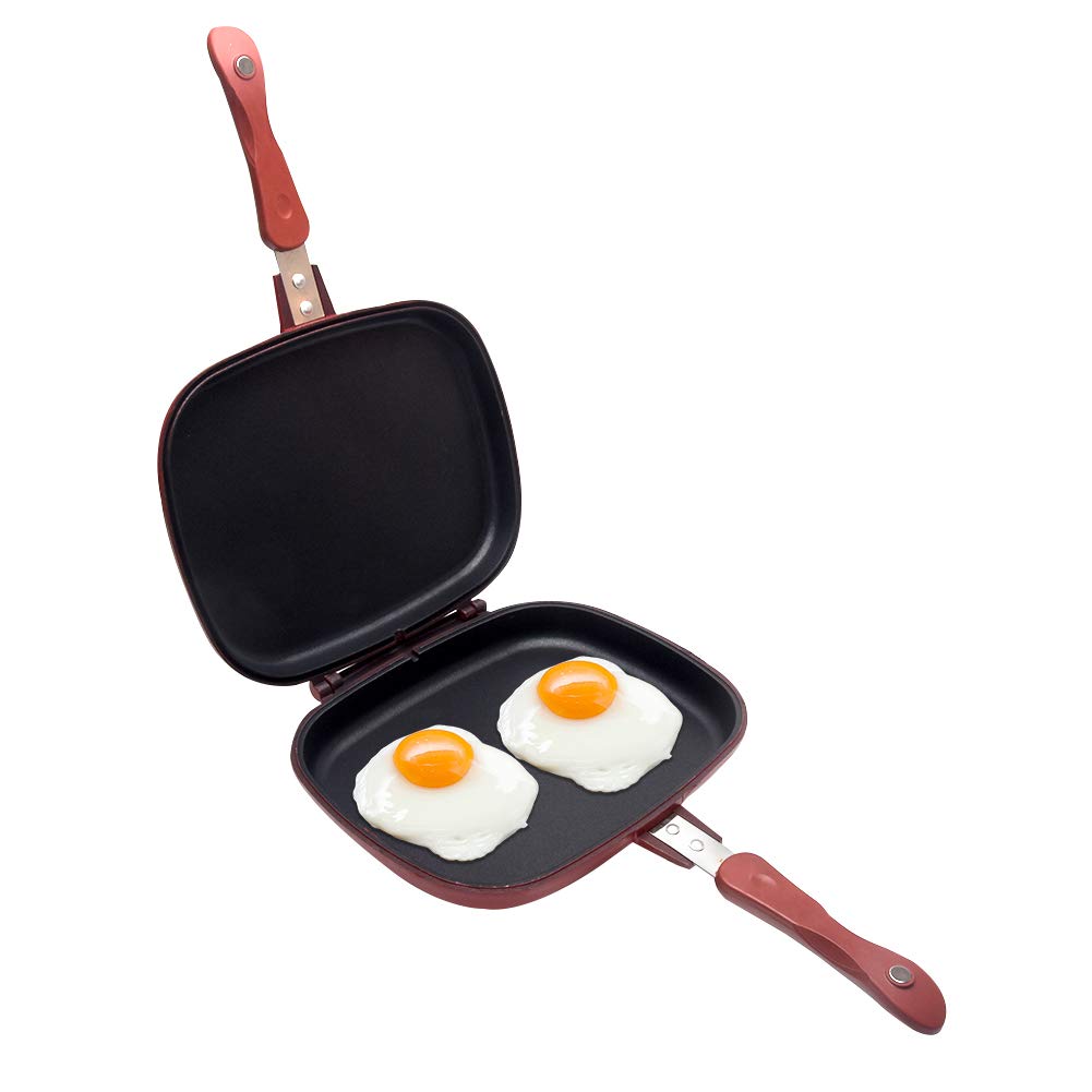 Square Double Sided Frying Pan, Kitchen Non-Stick Baking Pancake Pan Omelette Trays, Indoor/Outdoor Camping Sandwich Toaster Gri