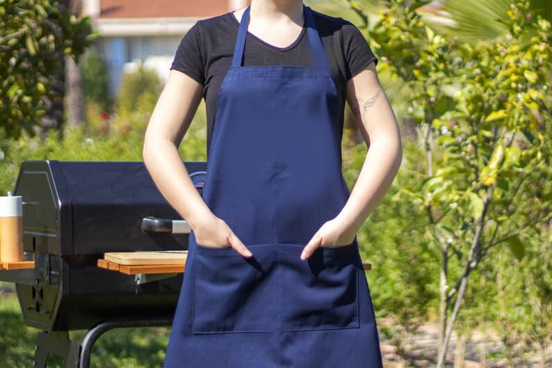 Carrymores Cotton Navy Color 150 Gsm Apron Kitchen Party Hotel Aprons Pack Of 2 Pieces