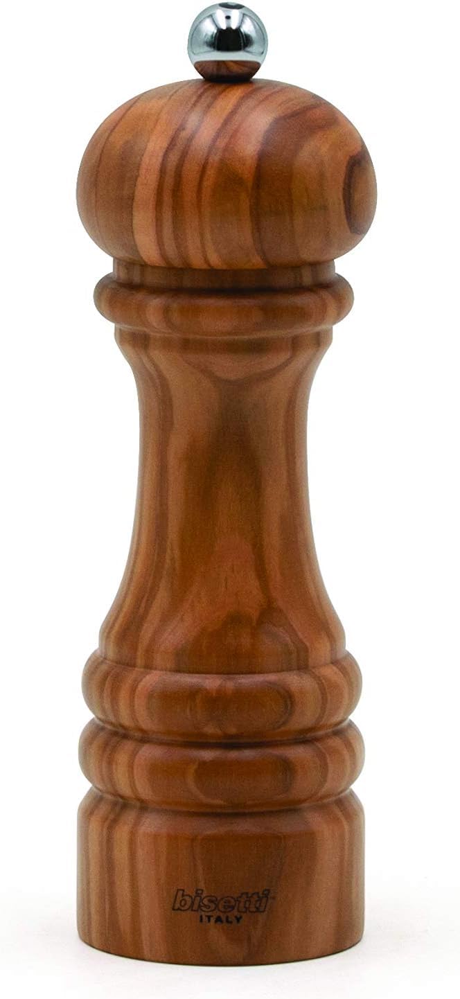 Bisetti Imperia Adjustable Salt Mill Grinder, 6.5 Inch, Brown