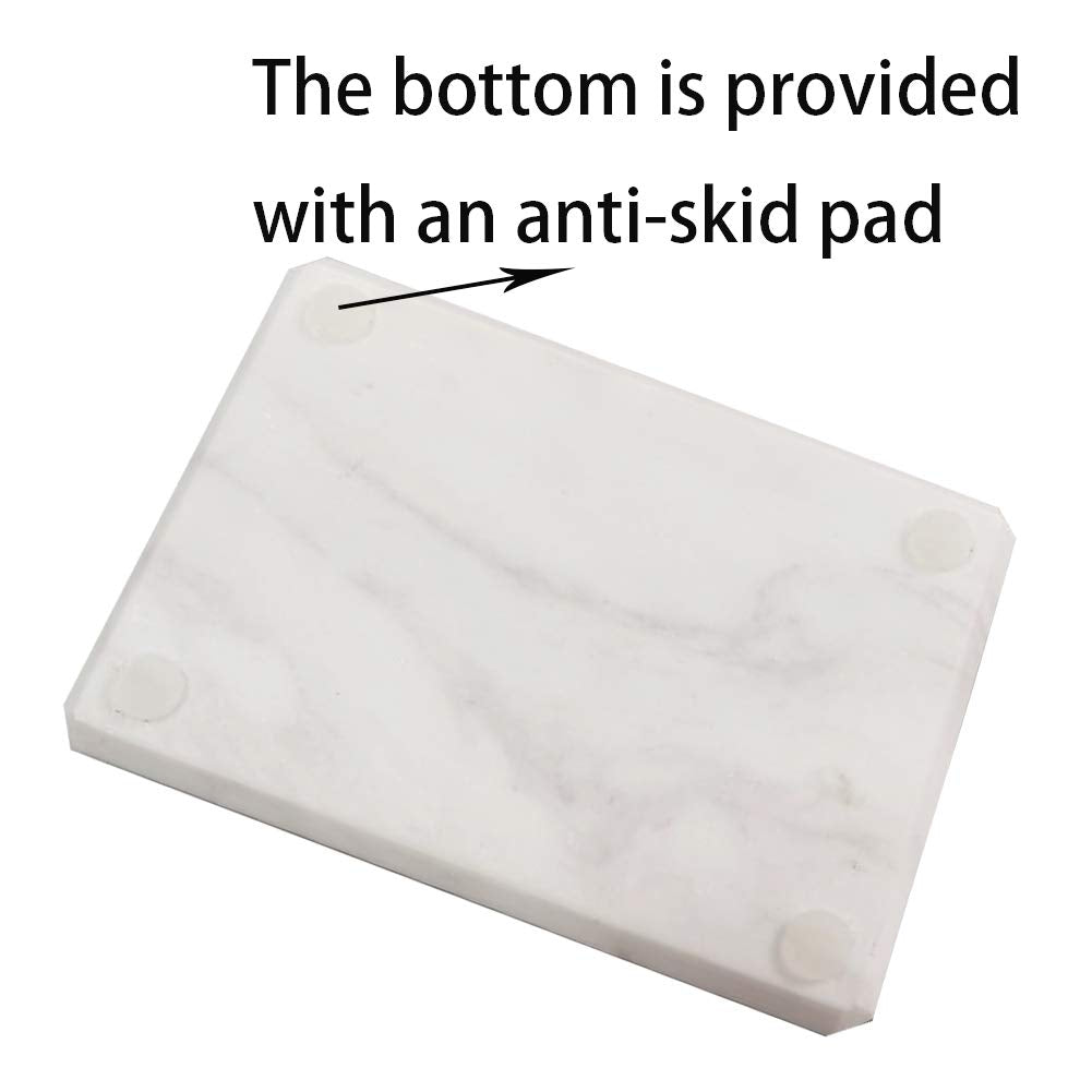 White Soap Dish Tray Marble Soap Holder Trinket Plate For Bathroom Sink Kitchen Countertop Bedroom Vanity Bathroom Accessory Rec