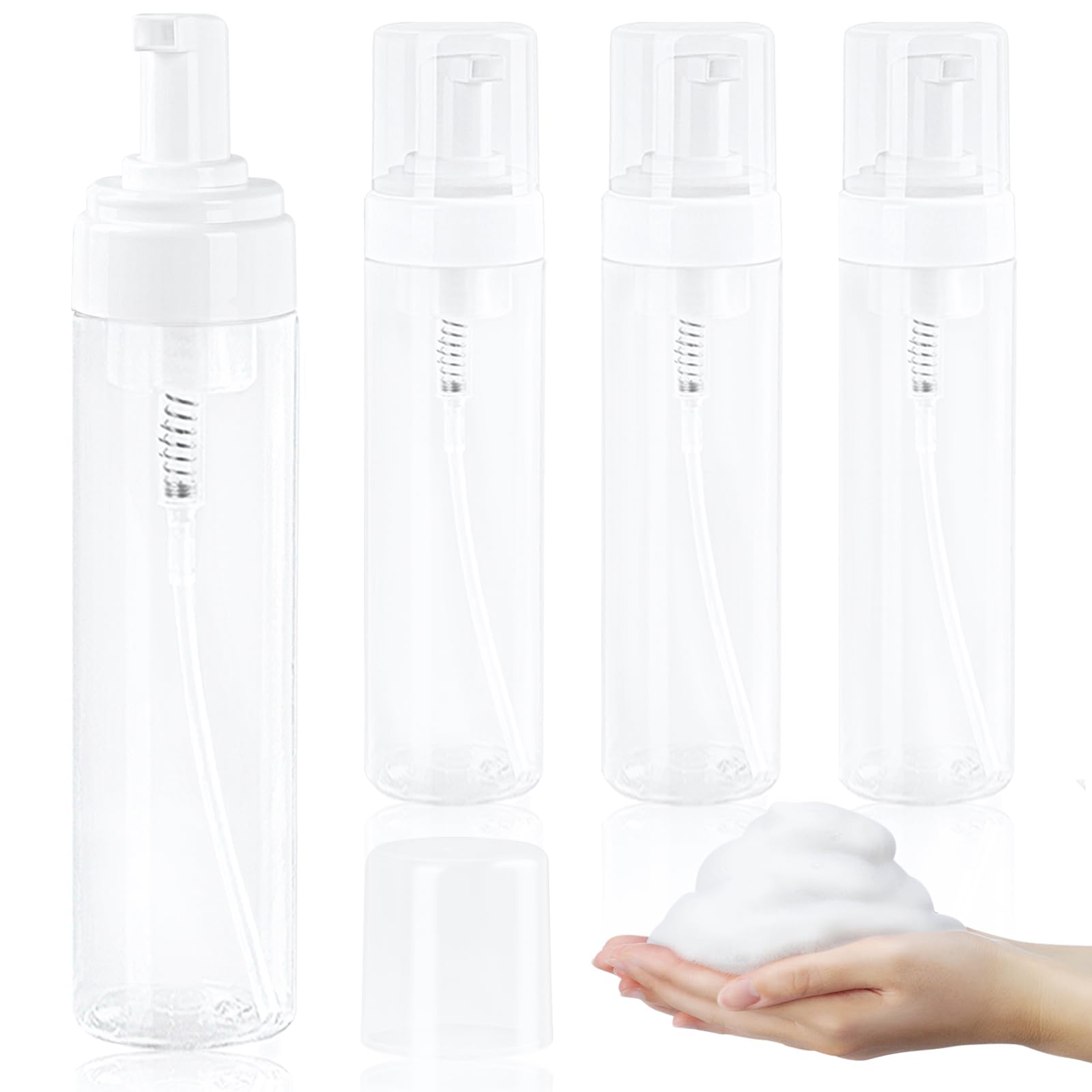 Foam Pump Bottle 8.5Oz/250Ml Clear Empty Foam Bottle Pump, Travel Foam Bottle For Soap, Shampoo, Cleaning Foam Dispenser Bottle