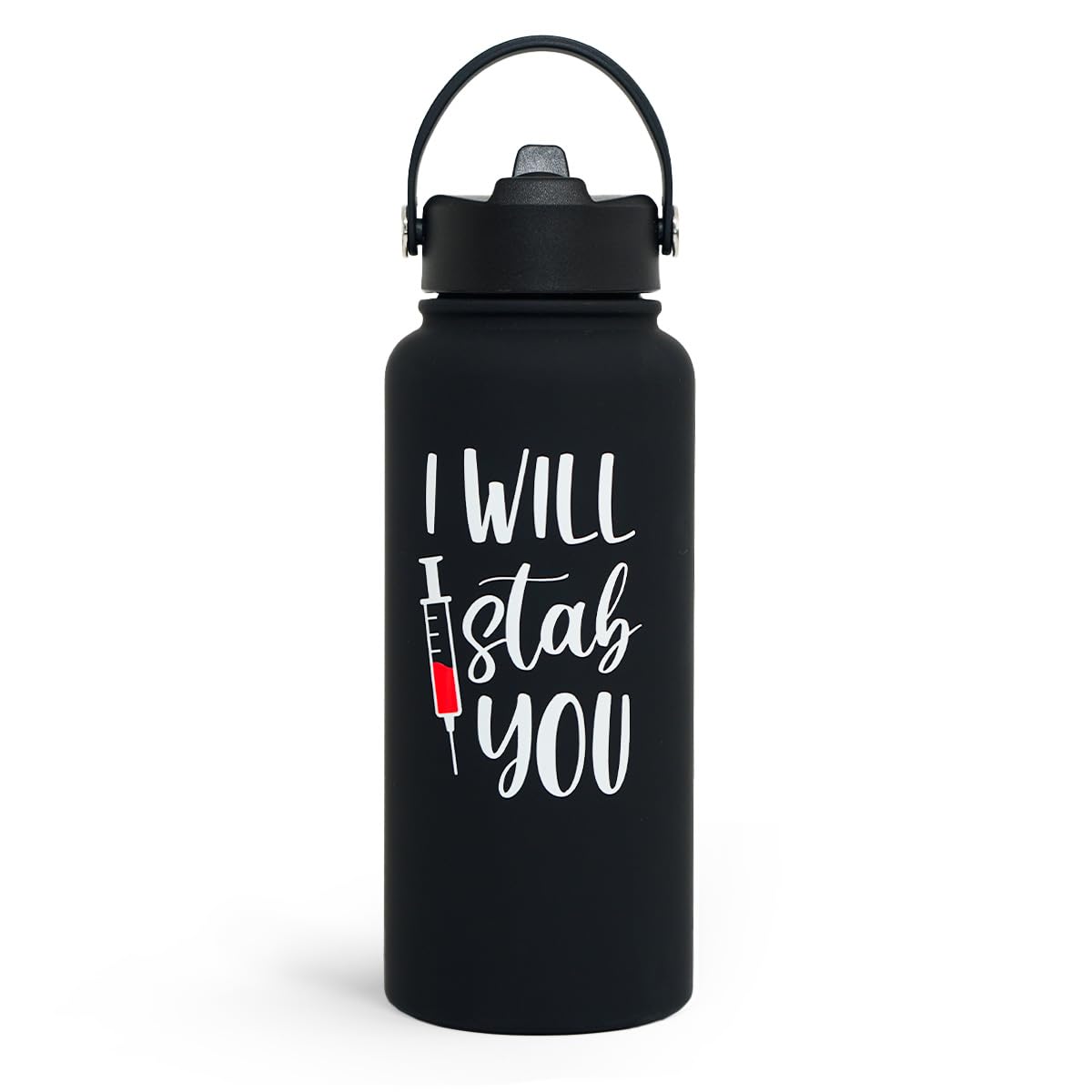 SANDJEST Nurse Gifts for Women - I Will Stab You Water Bottle 32oz Stainless Steel Insulated with Lid, Nurse Appreciation Gifts 