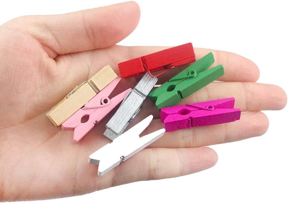 (Pack Of 128) Mini Wooden Colored Clothespins,16 Coloers Each 8Pcs