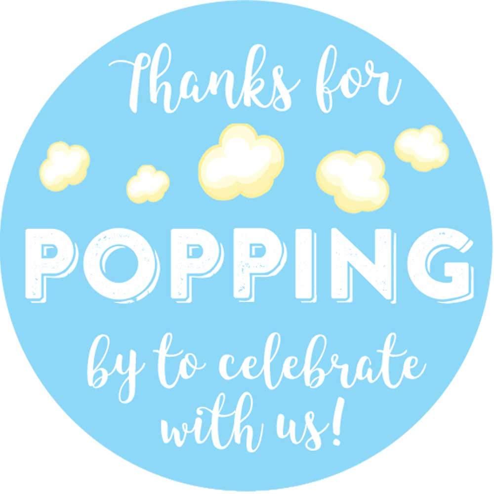 1.9 Inch Thanks For Popping By Wedding Stickers Set Of 60 (Light Blue)
