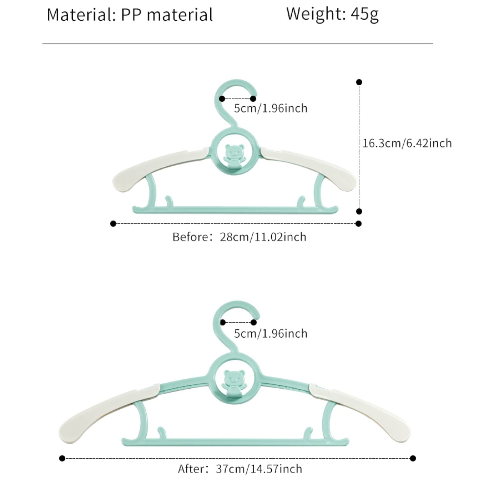 HGYZE Baby Nursery Closet Hangers  Ultra-Thin Non-Slip and Extendable Laundry Infant Pant Hanger for Newborn Clothes -20pcs Green Gifts- Adjustable Children Coat Hanger for Girl Boy Toddler Kids Child