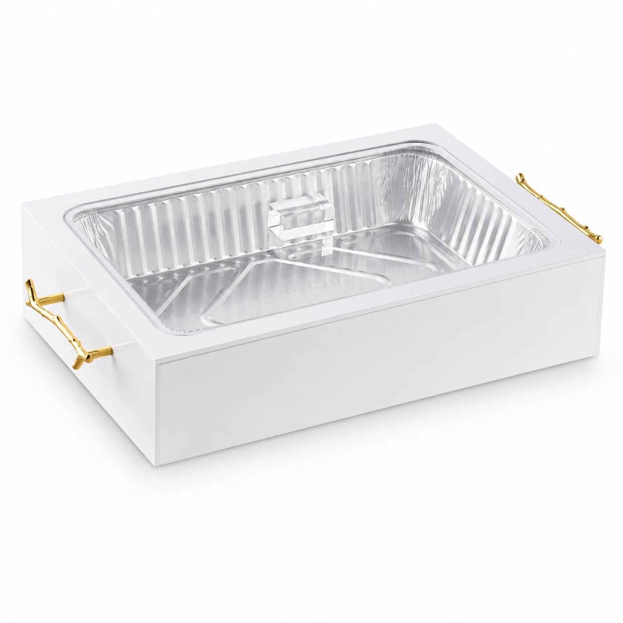 9x13 Disposable Pan Holder with Lid, Lucite Casserole Serving Tray for Pans