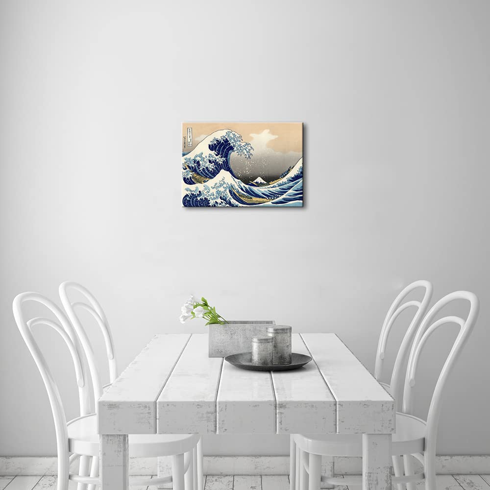 Wieco Art Great Wave Of Kanagawa Katsushika Hokusai Modern Stretched And Framed Canvas Prints Artwork Abstract Landscape Picture