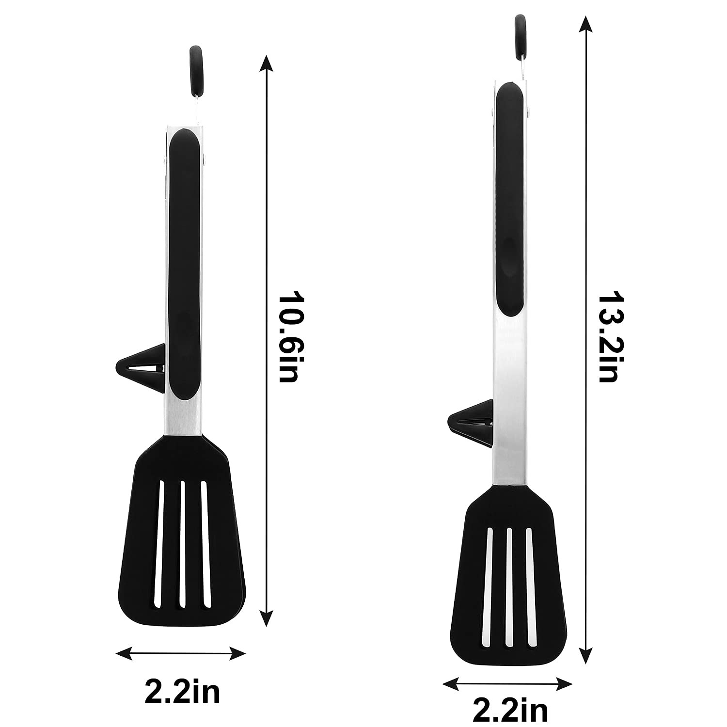 Staruby Kitchen Tongs 9 Inches And 12 Inches Fish Spatula Stainless Steel Locking With Silicone Tips Cooking Salad Buffet Bbq Se