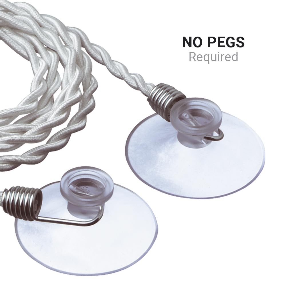 Go Travel Clothes Line, Easy-To-Hang Clothes Line With Polyester Rope And Rubber Suction Cups At Ends, Ideal For Hotels, Camping