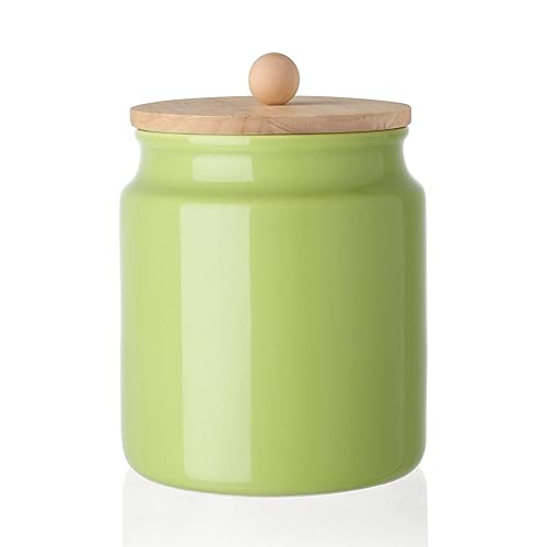 SWEEJAR Kitchen Canisters  28 FLOZ Ceramic Food Storage Jar with Bamboo Lid for Serving Coffee  Tea  Sugar  Salt (Green)