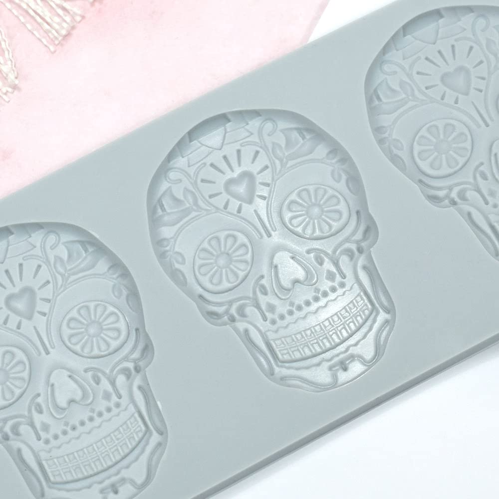 Cestony Halloween Skull Lace Embossing Mat Texture Fondant Impression Mat Decorating Silicone Molds For Diy Cake Biscuit Cookies