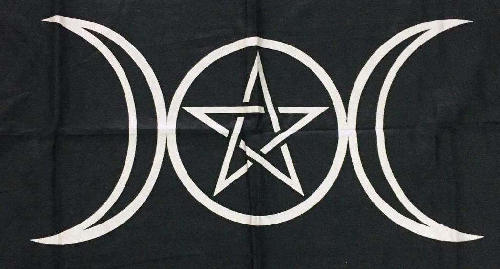 Indian Consigners Altar Cloth Triple Moon Pentagram Goddess Witchcraft Alter Tarot Spread Top Cloth Wiccan Square Spiritual 18 B