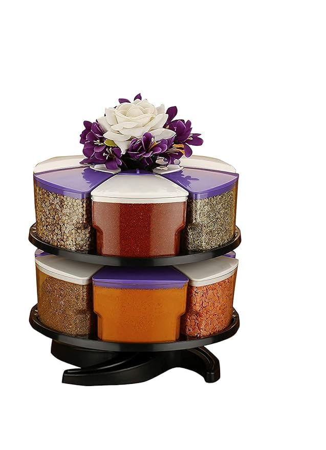 Hometrix Multipurpose Revolving Plastic Spice Rack Masala Organiser With Container Spice Stand For Kitchen Storage,Jar & Contain