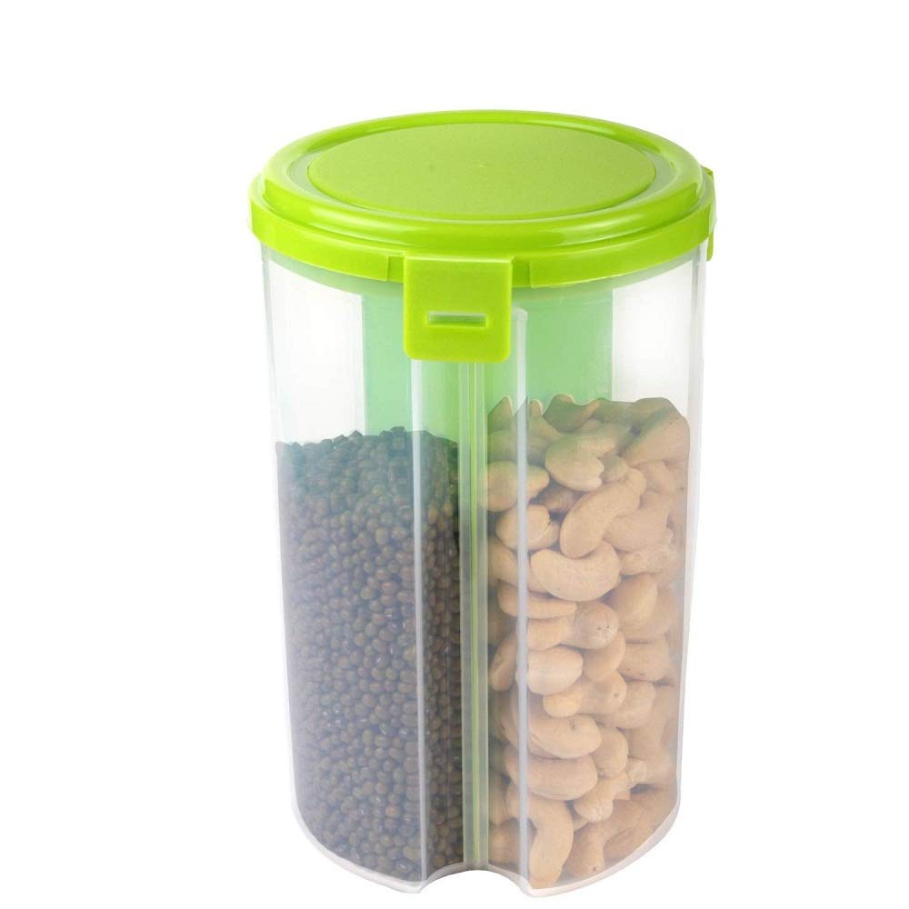 N M Z Snacks, Pulses For 3 In 1 Transparent Storage Airtight Jar Food Container Multi Color 1 Pcs