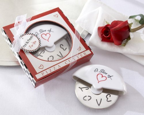 Kate Aspen ''A Slice Of Love'' Stainless Steel Pizza Cutter Wheel In Miniature Pizza Box, Wedding Favor, Bridal Shower Favor, St