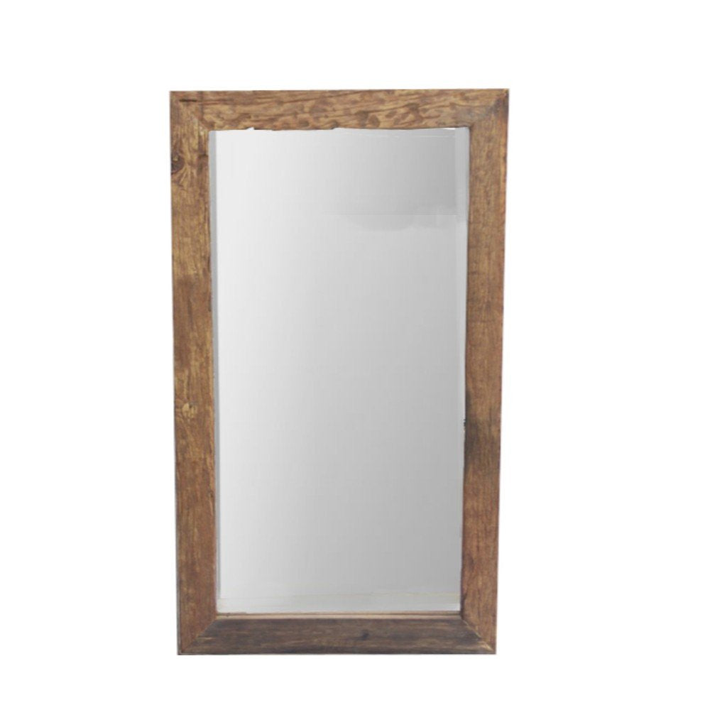The Urban Port Natural Wood Accent Wall Mirror With Wooden Frame, Brown