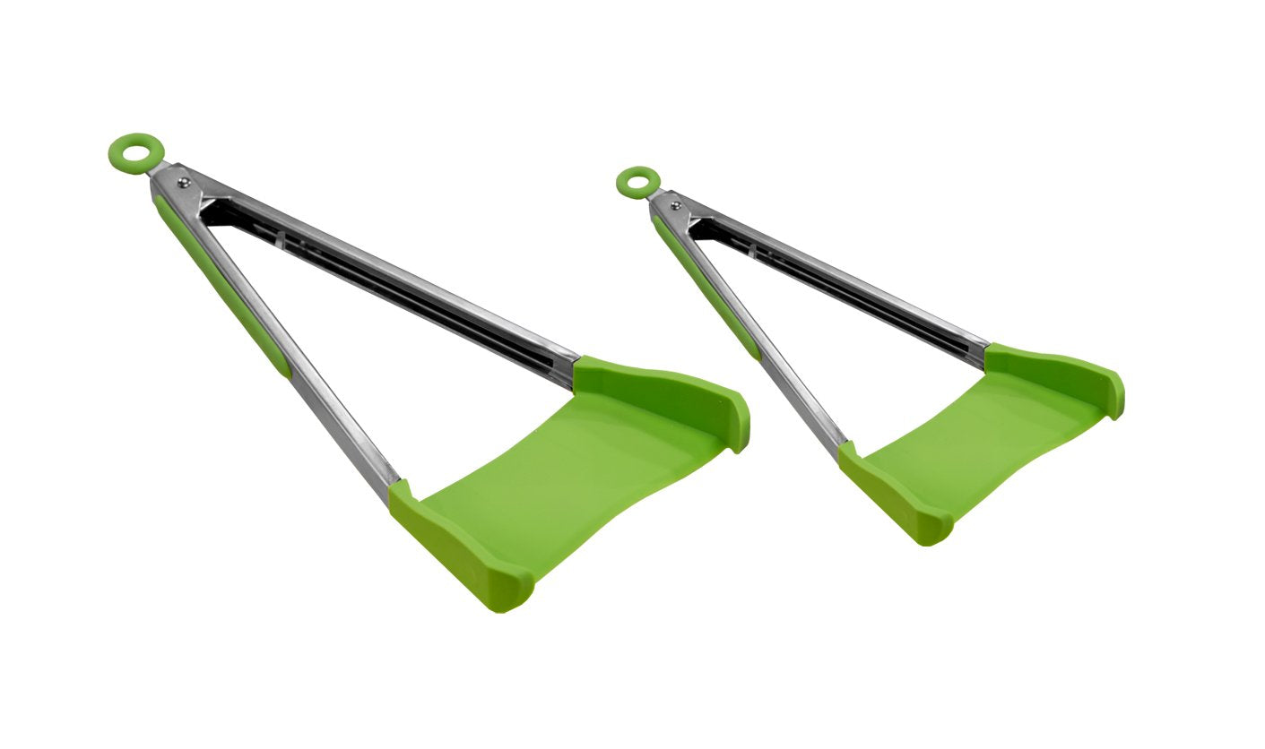 Clever Tongs 2 In 1 Kitchen Spatula & Tongs Non-Stick, Heat Resistant, Stainless Steel Frame, Silicone & Dishwasher Safe, As See