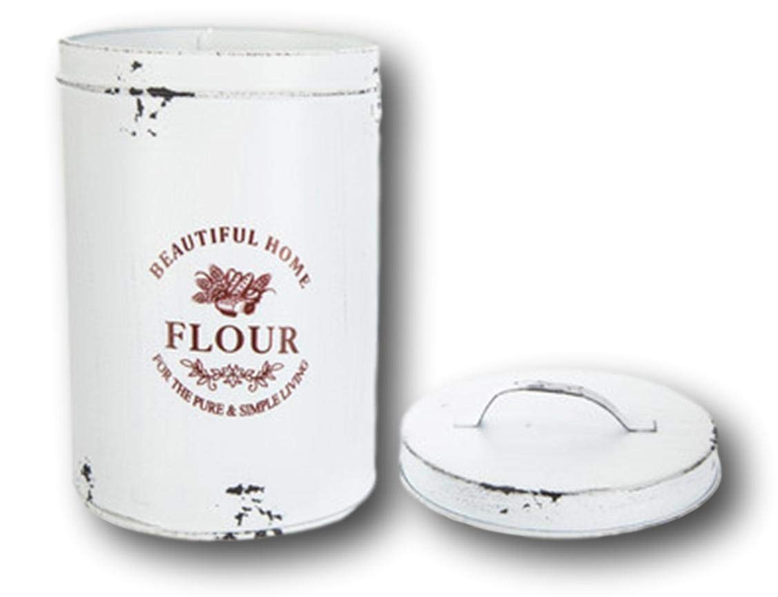 Gerson Set Of 3 Large Vintage Antique Style Round Metal Nesting Kitchen Canisters With Lids Flour Sugar And Coffee (Set Of All T