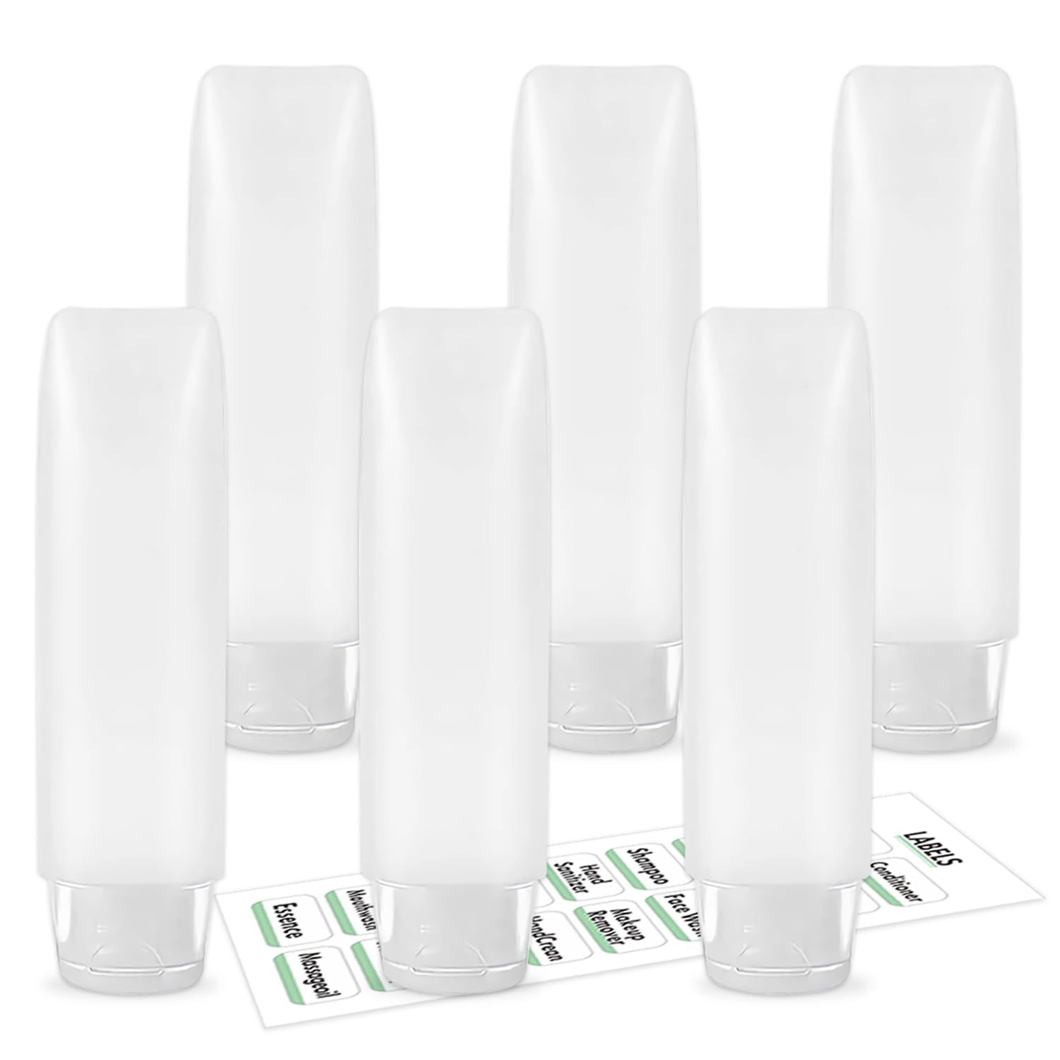Guokoo 6 Pcs 1 Oz Travel Size Toiletries Refillable Travel Bottles, Squeeze Travel Toiletry Bottles With Labels For Toiletry Mak