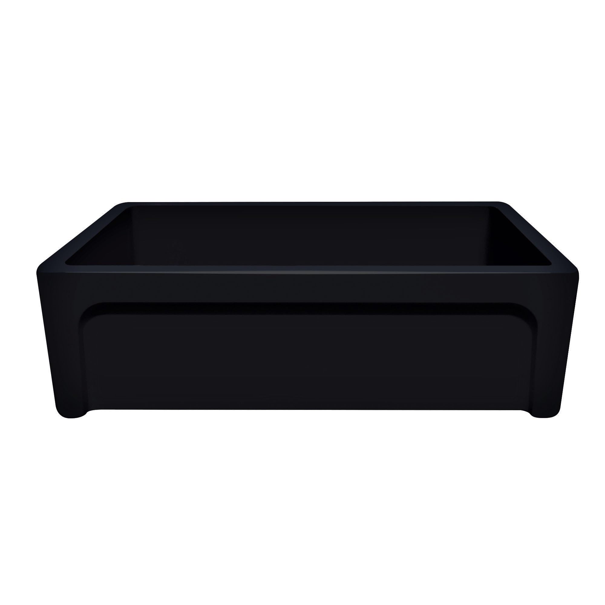 Whitehaus Collection Whsiv3333-Black St. Ives Kitchen, Front Apron, Undermount, Fireclay Sink, Large, Black